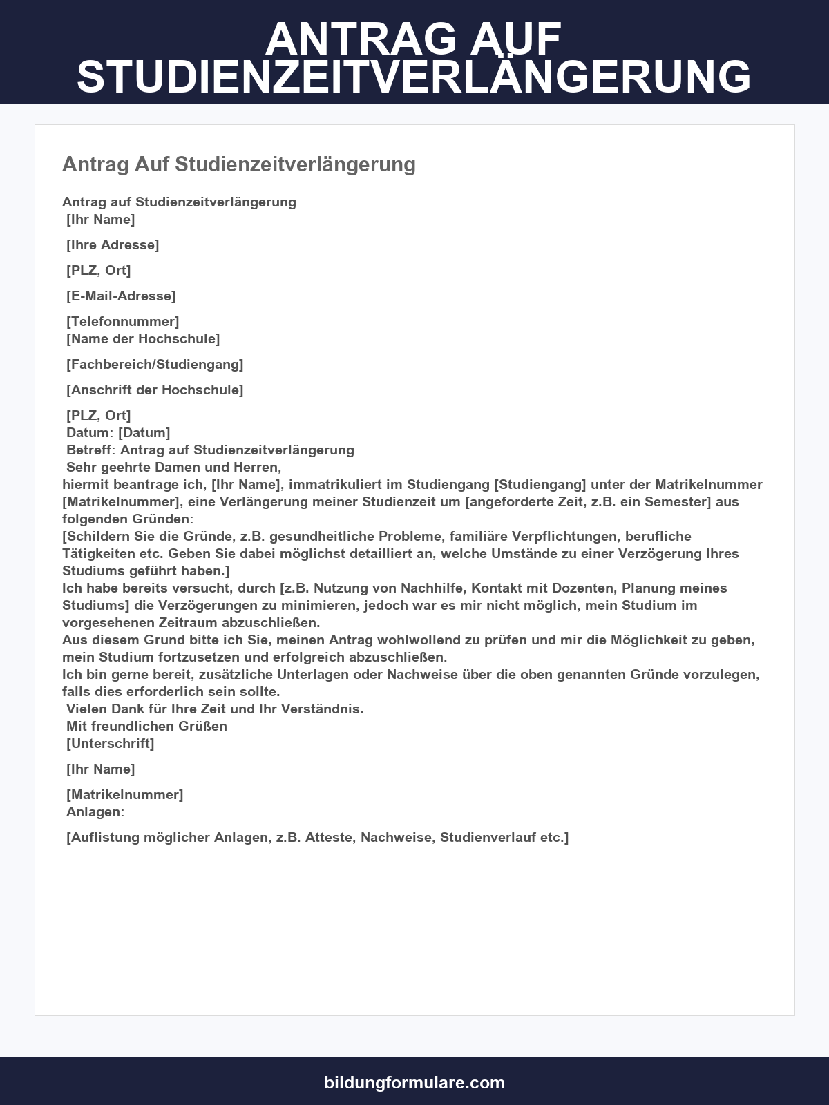 Antrag Auf Studienzeitverlängerung