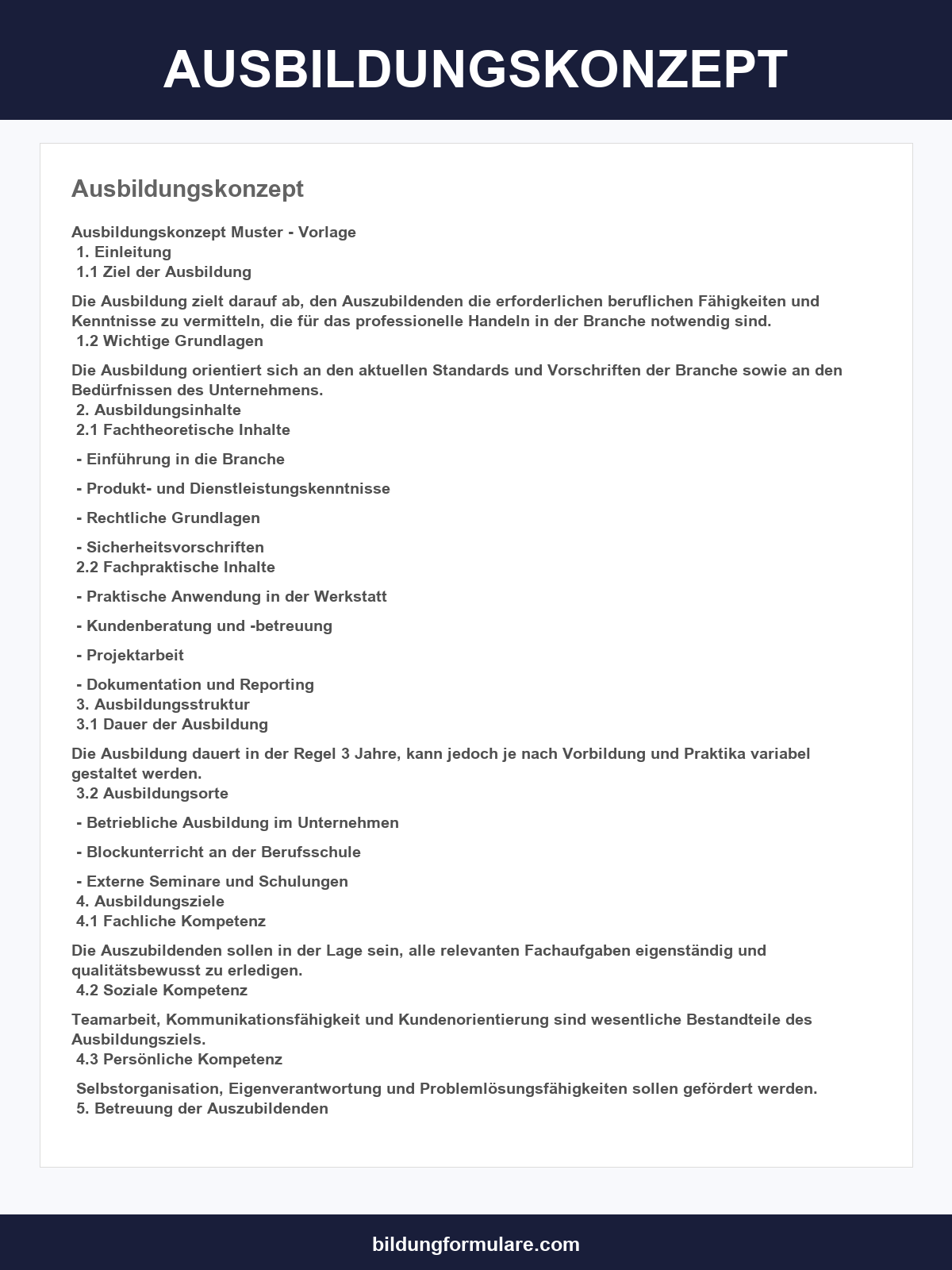 Ausbildungskonzept Vorlage