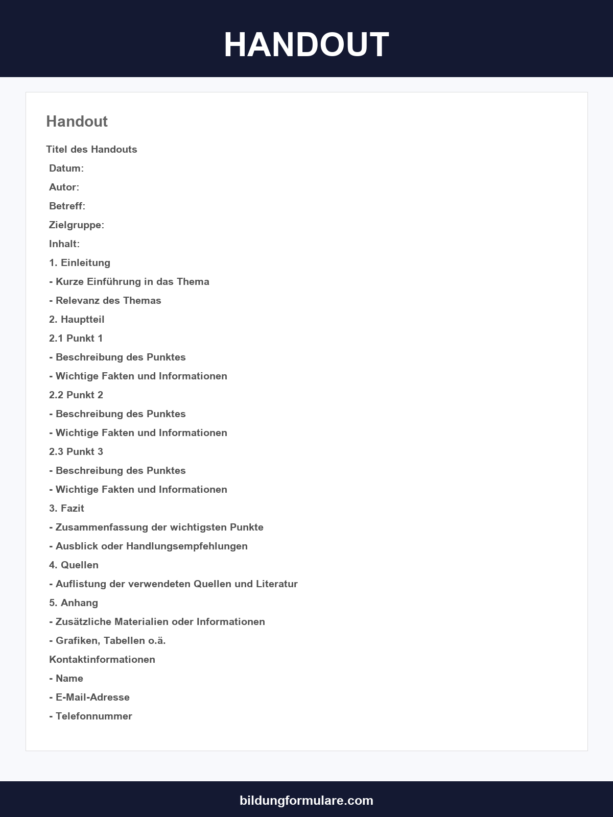Handout Vorlage