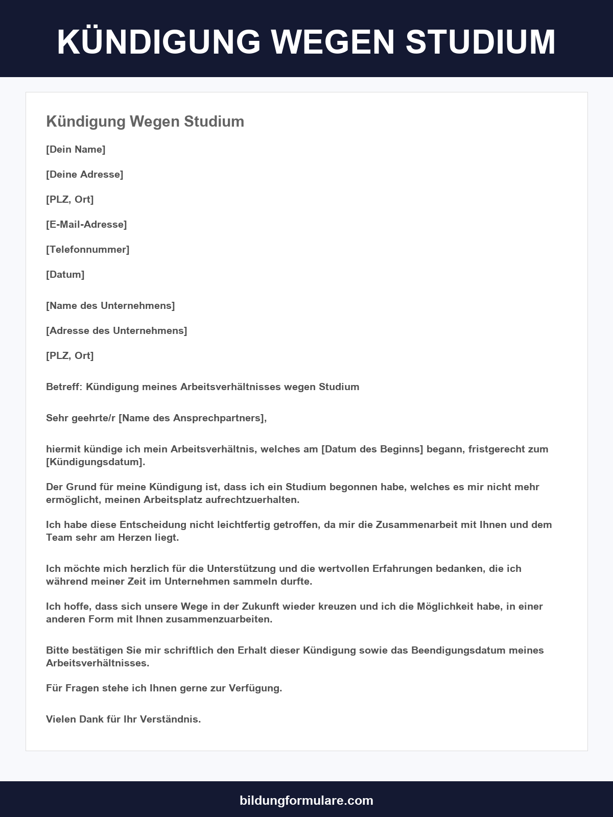 Kündigung Wegen Studium