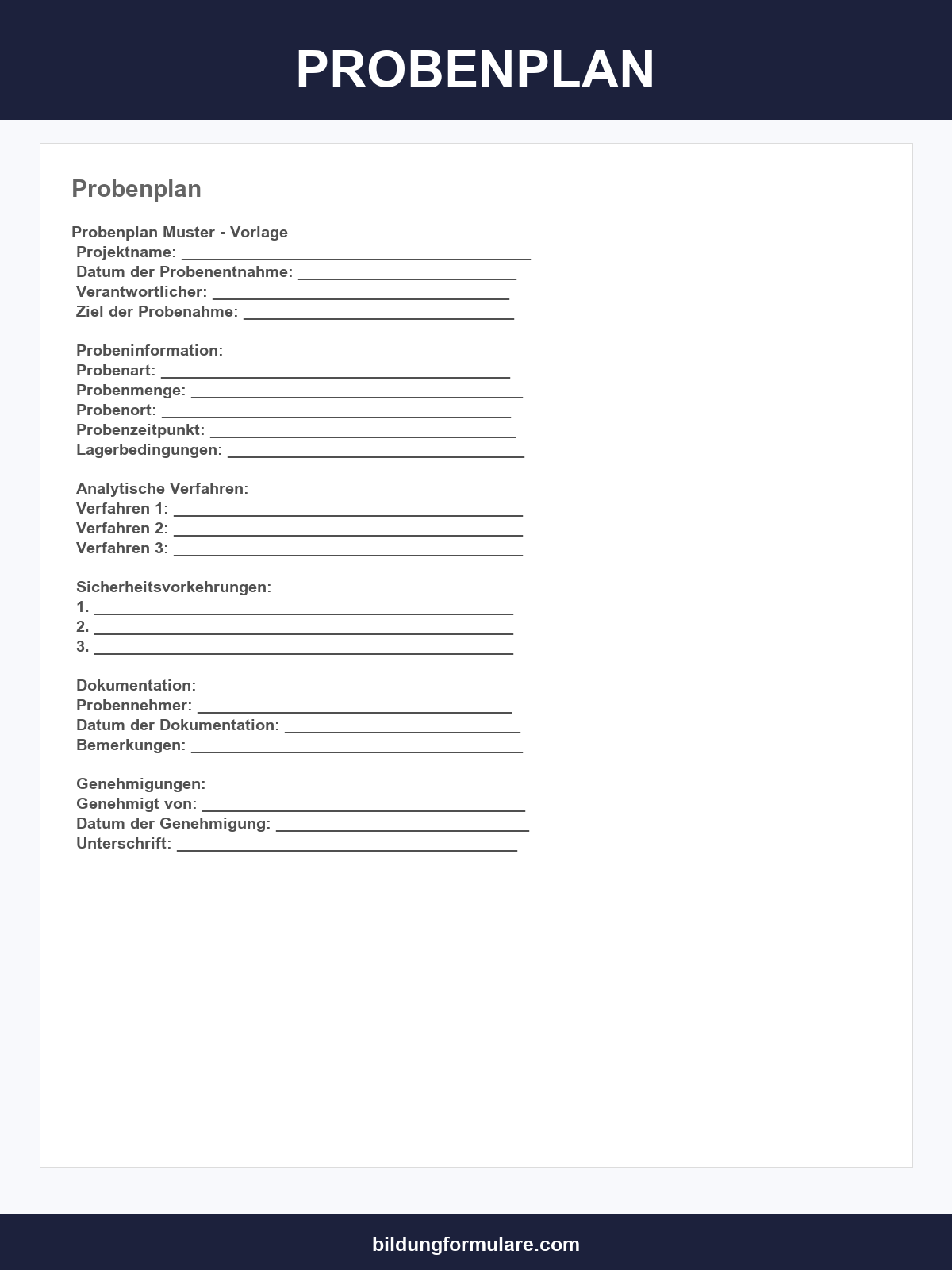 Probenplan Vorlage