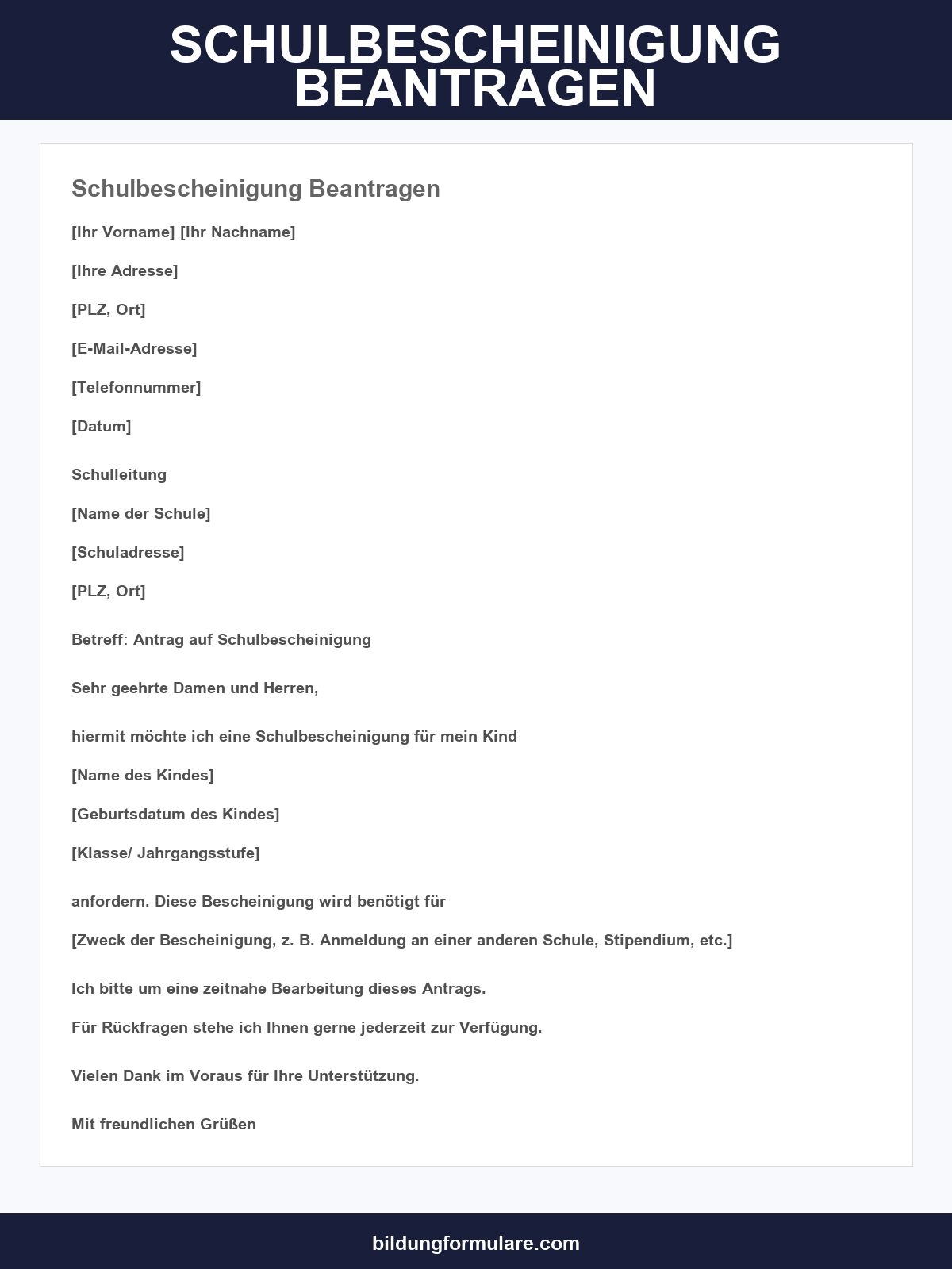 Schulbescheinigung Beantragen