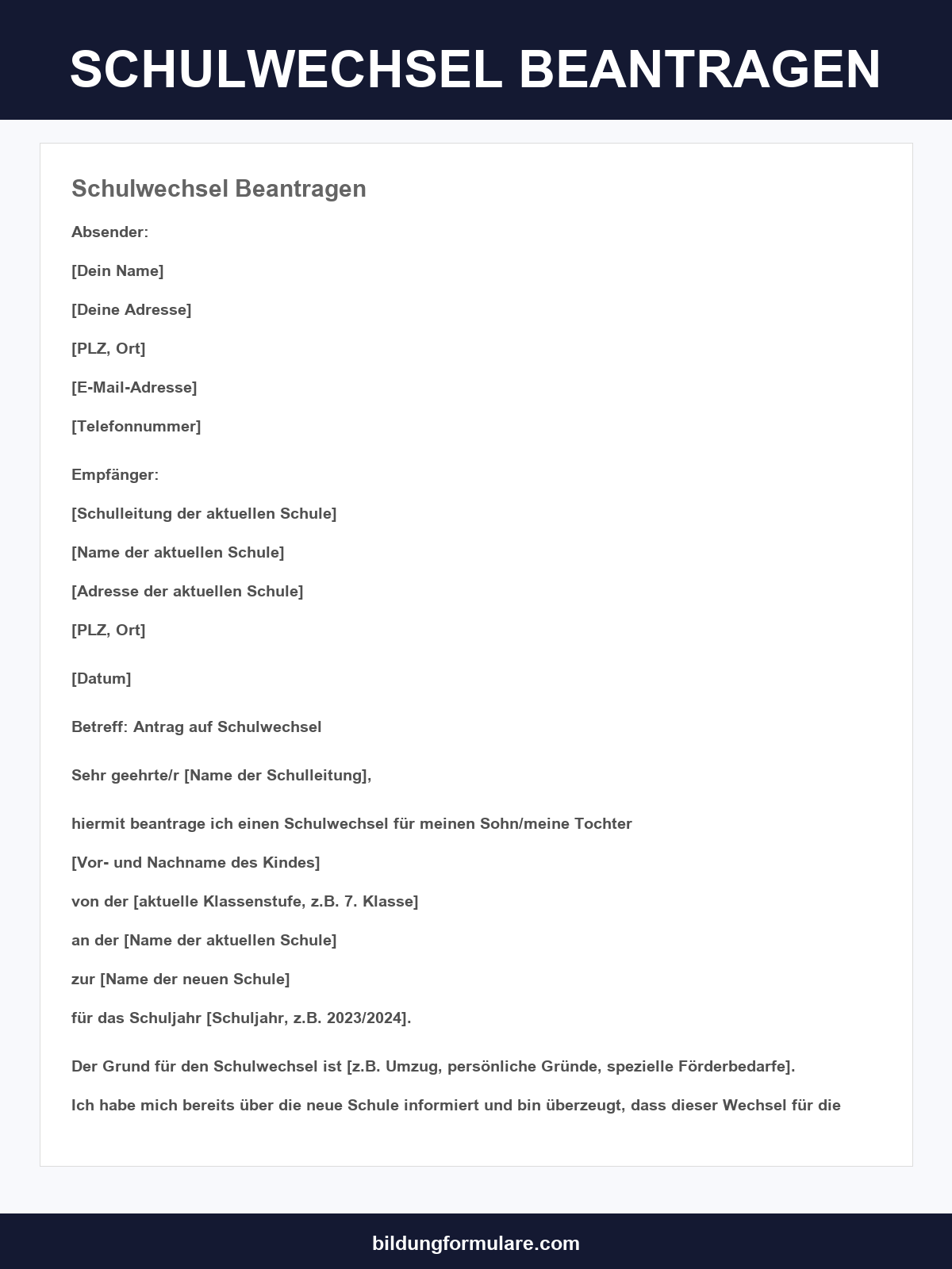 Schulwechsel Beantragen