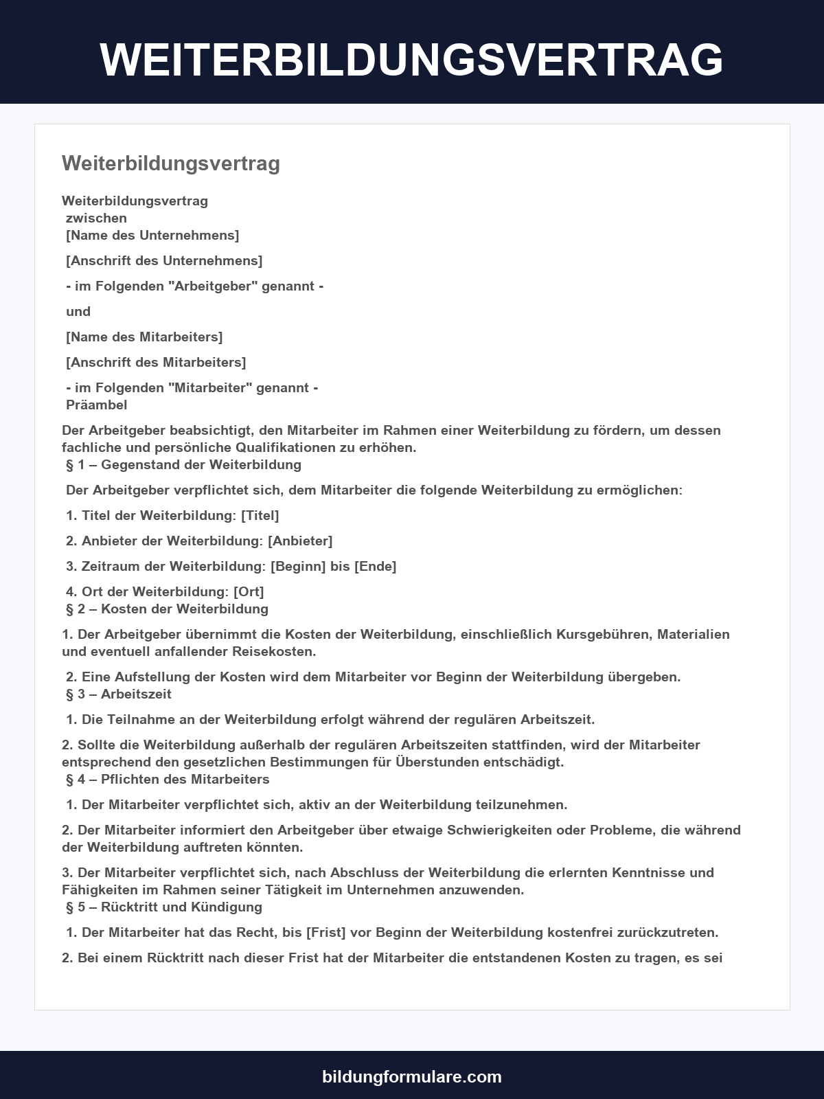 Weiterbildungsvertrag